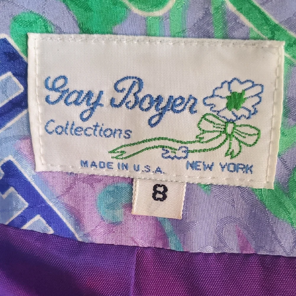 Vtg Sequin-Embellished Lavender & Aqua Women's Blazer - Picture 12 of 17